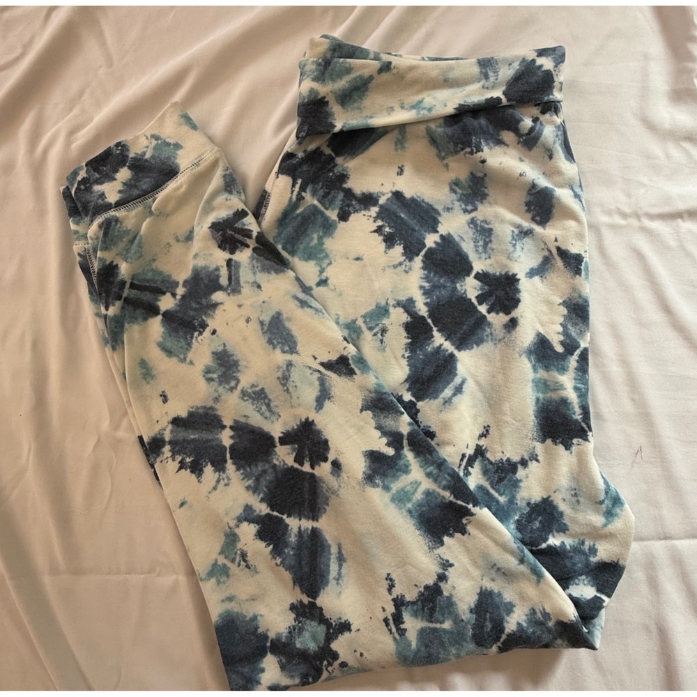 Old Navy Active Womens Blue Tie Dye Jogger Sweatpants Foldover Waist L Large